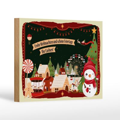 Cartel de madera que dice Feliz Navidad regalo para tus seres queridos decoración 18x12 cm