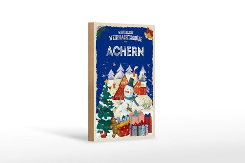 Holzschild Weihnachtsgrüße ACHERN Geschenk Dekoration Fest 12x18cm