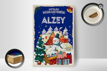 Panneau en bois Salutations de Noël d'ALZEY Décoration cadeau 12x18 cm 2