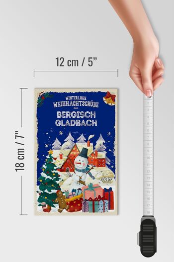 Panneau en bois Salutations de Noël de BERGISCH GLADBACH cadeau 12x18 cm 4