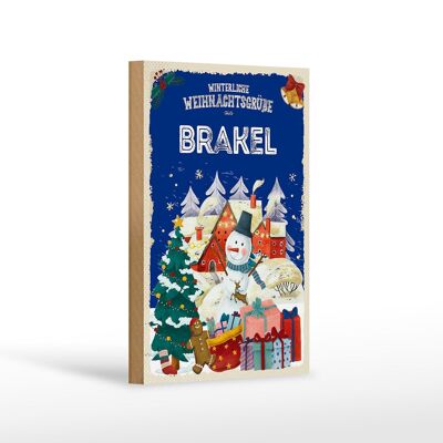 Cartel de madera Saludos navideños de BRAKEL decoración de regalo 12x18 cm