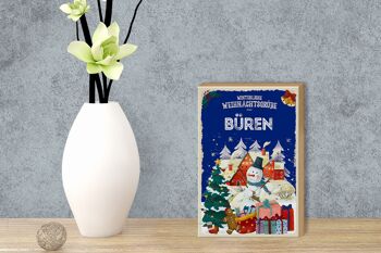 Panneau en bois Salutations de Noël BÜREN cadeau décoration de fête 12x18 cm 3