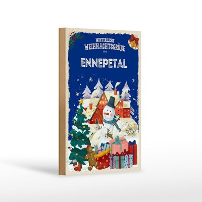 Panneau en bois voeux de Noël ENNEPETAL décoration cadeau 12x18 cm