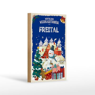 Cartel de madera Saludos navideños de FREITAL decoración de regalo 12x18 cm