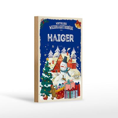 Holzschild Weihnachtsgrüße HAIGER Geschenk Dekoration FEST 12x18 cm