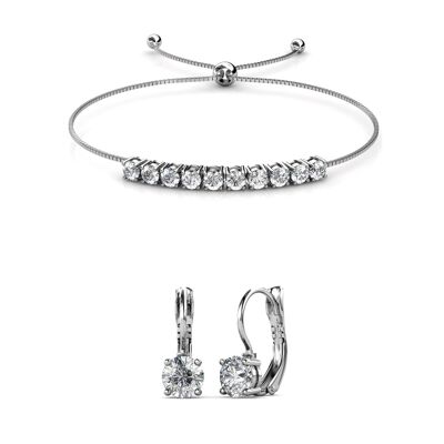 Round Crystal Mia Set and Box - Silver and Crystal