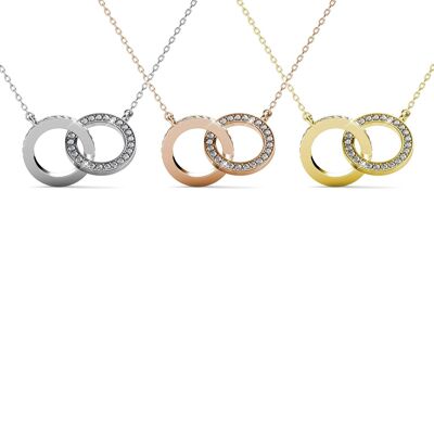Circle Twin Pendants - Gold and Crystal