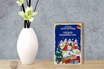 Panneau en bois Vœux de Noël HEILBAD HEILIGENSTADT cadeau 12x18 cm 3