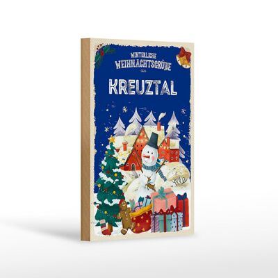 Holzschild Weihnachtsgrüße KREUZTAL Geschenk Dekoration 12x18 cm