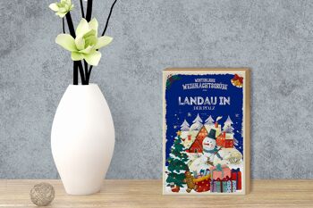 Panneau en bois Vœux de Noël LANDAU IN DER PFALZ Décoration cadeau 12x18 cm 3