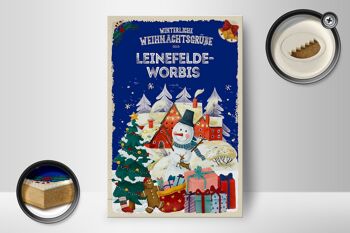 Panneau en bois Vœux de Noël LEINEFELDE-WORBIS Décoration cadeau 12x18 cm 2