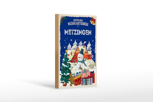 Holzschild Weihnachtsgrüße METZINGEN Geschenk Dekoration 12x18 cm
