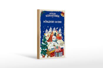 Panneau en bois Salutations de Noël MÜHLDORF AM INN Décoration cadeau 12x18 cm 1