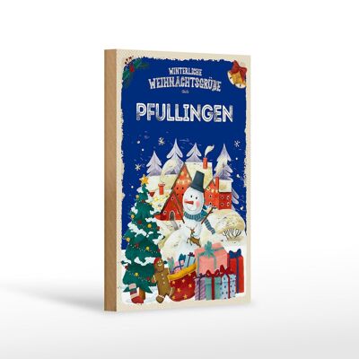 Cartel de madera Saludos navideños PFULLINGEN decoración de regalo 12x18 cm
