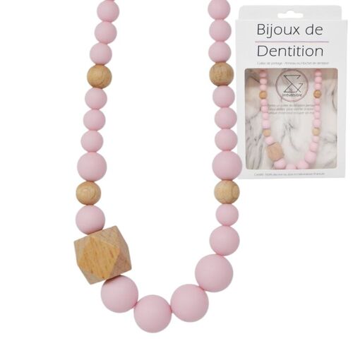 Collier d'allaitement & de portage en silicone & bois classic rose