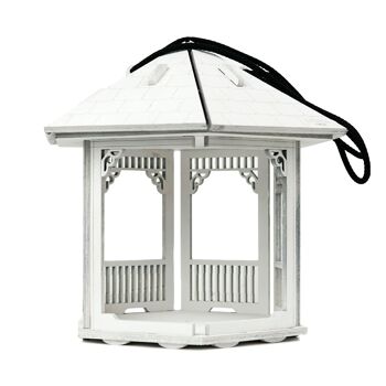 Mangeoire à oiseaux en forme de gazebo, nichoir blanc avec toit 1