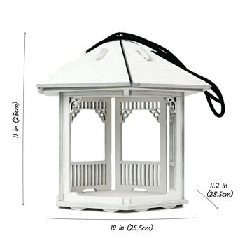 Mangeoire à oiseaux en forme de gazebo, nichoir blanc avec toit 10