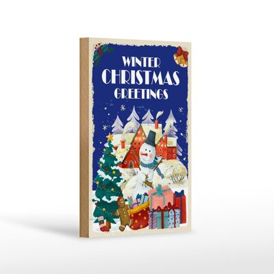 Cartel de madera Saludos navideños de invierno decoración de regalo 12x18 cm
