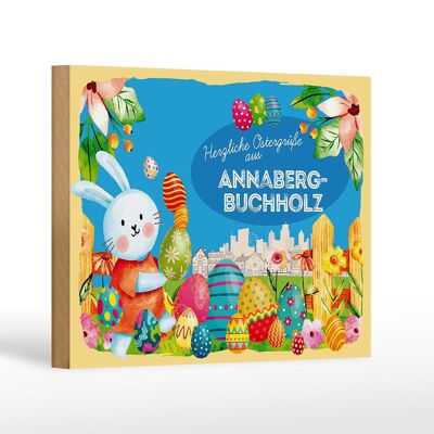 Cartel de madera Pascua Saludos de Pascua 18x12 cm ANNABERG-BUCHHOLZ regalo