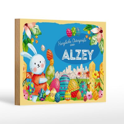 Cartel de madera Pascua Saludos de Pascua 18x12 cm ALZEY decoración de regalo