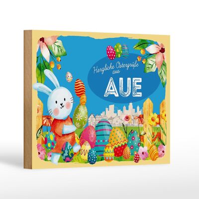 Cartel de madera Pascua Saludos de Pascua 18x12 cm AUE decoración de regalo