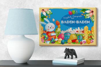 Panneau en bois Pâques Salutations de Pâques 18x12 cm Cadeau BADEN-BADEN 3