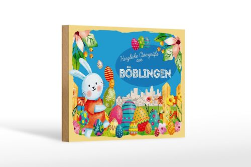 Holzschild Ostern Ostergrüße 18x12 cm BÖBLINGEN Geschenk Dekoration