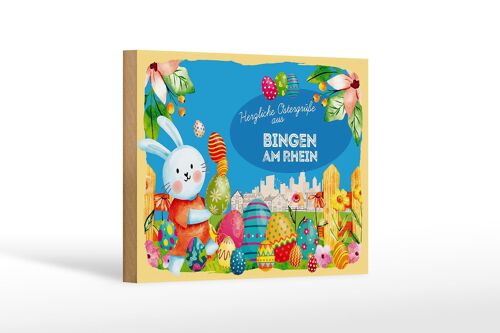 Holzschild Ostern Ostergrüße 18x12 cm BINGEN AM RHEIN Geschenk