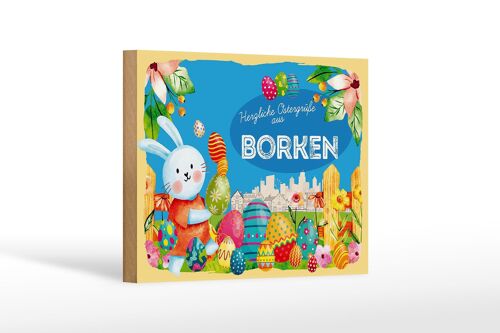 Holzschild Ostern Ostergrüße 18x12 cm BORKEN Geschenk Dekoration