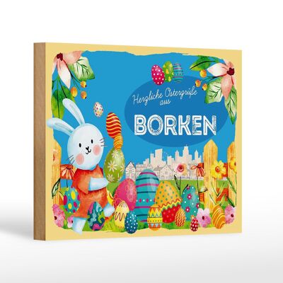 Holzschild Ostern Ostergrüße 18x12 cm BORKEN Geschenk Dekoration