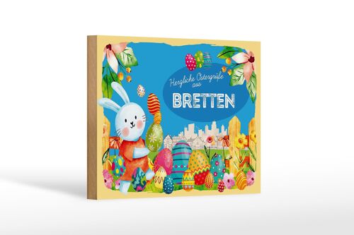 Holzschild Ostern Ostergrüße 18x12 cm BRETTEN Geschenk Dekoration