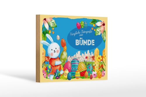 Holzschild Ostern Ostergrüße 18x12 cm BÜNDE Geschenk Fest Dekoration