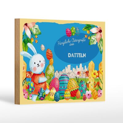 Cartel de madera Pascua Saludos de Pascua 18x12 cm FECHAS decoración de regalo