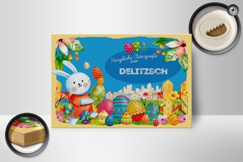 Panneau en bois Pâques Salutations de Pâques 18x12 cm Décoration cadeau DELITZSCH 2