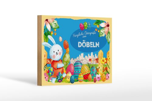 Holzschild Ostern Ostergrüße 18x12 cm DÖBELN Geschenk Dekoration