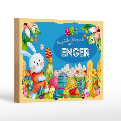 Cartel de madera Pascua Saludos de Pascua 18x12 cm ENGER decoración de regalo