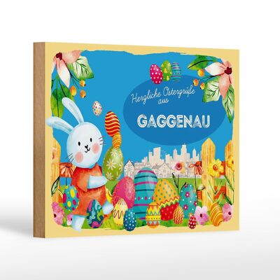 Cartel de madera Pascua Saludos de Pascua 18x12 cm GAGGENAU decoración de regalo