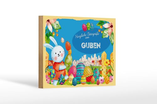 Holzschild Ostern Ostergrüße 18x12 cm GUBEN Geschenk Dekoration