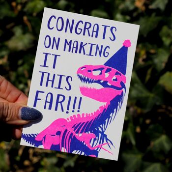 Carte postale félicitations T-rex dinosaure citation carte d'anniversaire 2