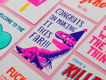 Carte postale félicitations T-rex dinosaure citation carte d'anniversaire 3