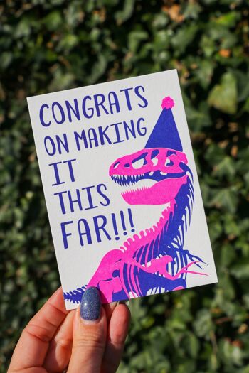 Carte postale félicitations T-rex dinosaure citation carte d'anniversaire 4