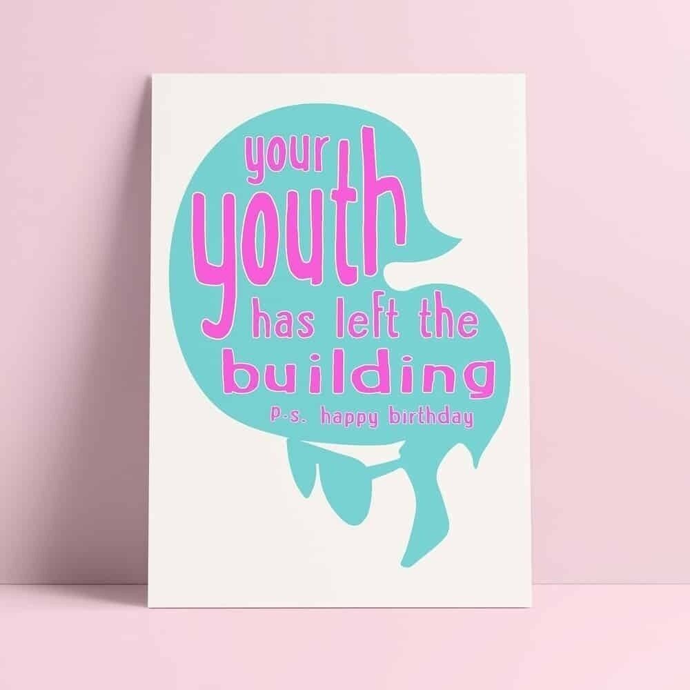 Postcard Your youth has left the building like Elvis