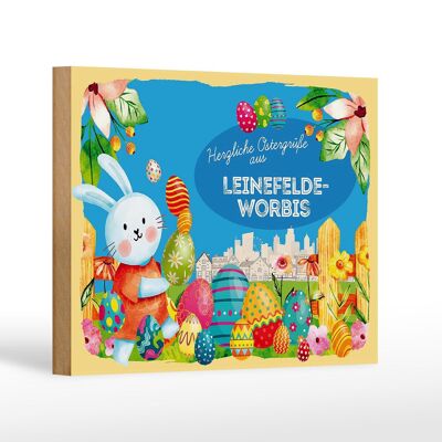 Targa in legno Pasqua Auguri di Pasqua 18x12 cm LEINEFELDE-WORBIS decorazione regalo