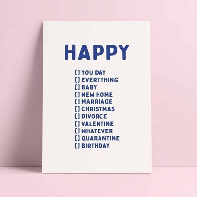 Carte postale Happy you day, anniversaire, quoi que ce soit est une carte à choix multiples très pratique