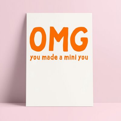 Postal Dios mío, hiciste una mini tarjeta de bebé con cita naranja