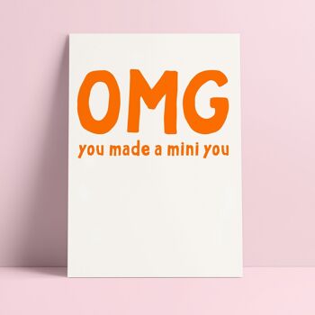 Carte postale OMG tu as fait une mini toi citation orange babycard 1