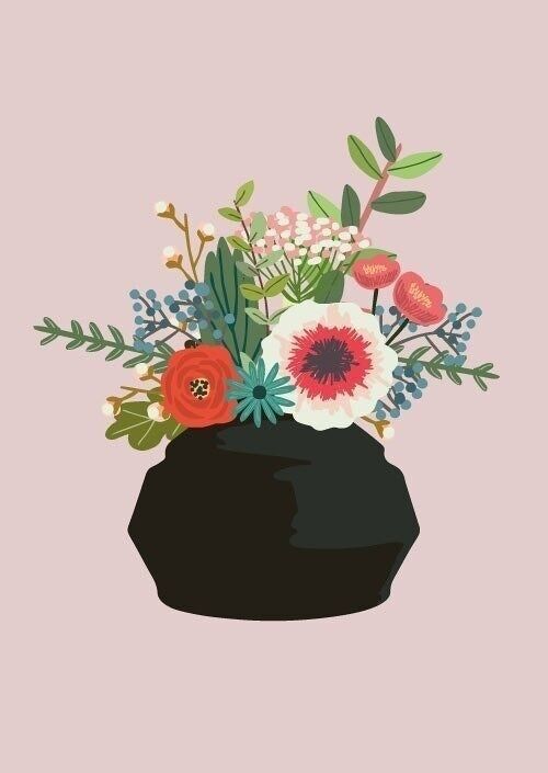 Jarrón postal con flores Sibilla