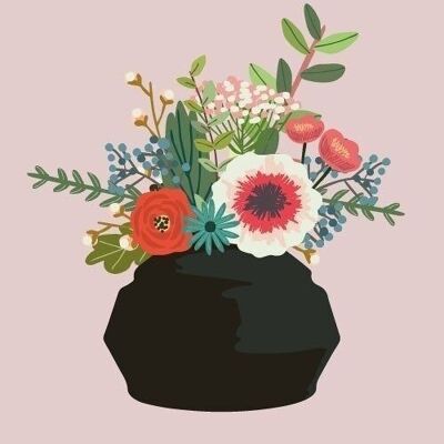 Vaso cartolina con fiori Sibilla