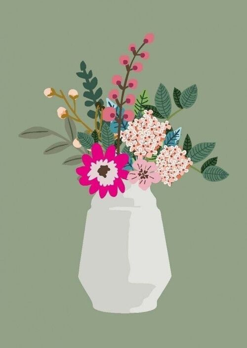 Postcard vase with flowers Joyce