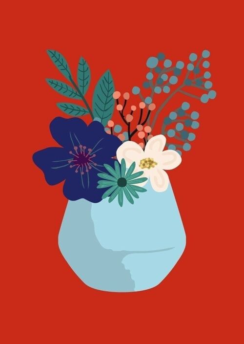 Postcard vase with flowers Anke